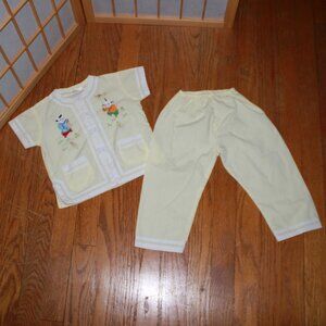 Vintage Golden Lion Hand Embroidered 2pc Top & Pant Lounge Set